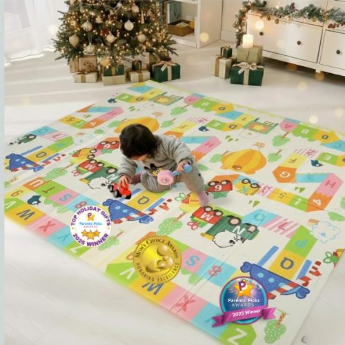 Bammax X-Large Waterproof & Foldable Baby Play Mat - 70" x 78" Crawling & Kids Play Mat - Maze & Bears