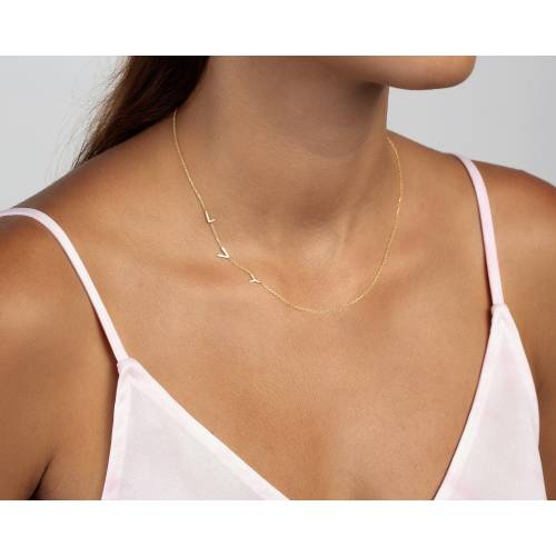 INITIAL NECKLACE, Dainty Personalized Sideways, Letter Name Necklace, Minimalist Necklace, Gold Necklace, Gift For Her, Gifts for Mom