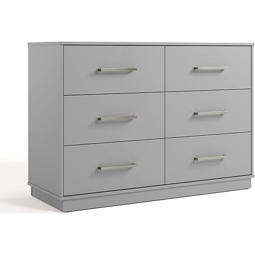 Graco Essentials 6 Drawer Bedroom Dresser (Pebble Gray) – GREENGUARD Gold Certified Dresser for Kids Bedroom, Kids Dresser with Interlocking Drawer System, 6 Drawer Nursery Dresser