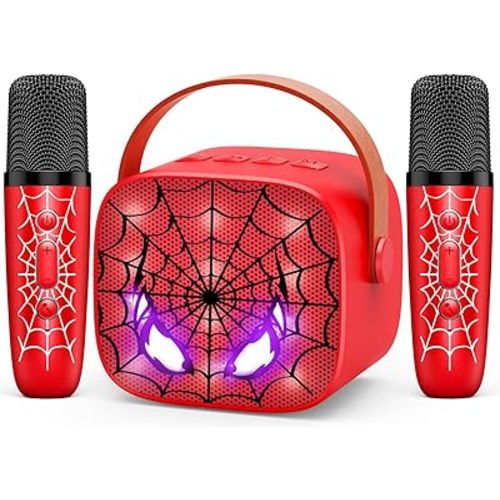 Mini Karaoke Machine Toys Gifts: Kids Toys Christmas Birthday Gifts for 4 5 6 7 8 9 Years Old Girl Boy Stocking Stuffers LED Portable Bluetooth Speaker with 2 Wireless Microphone Girl Gift Age 3-12+