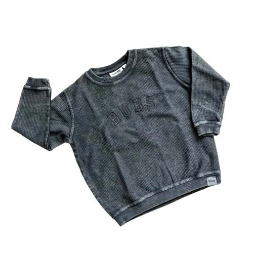Bubs Black on Black Embroidered Varsity Corded Crewneck