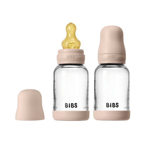 BIBS Glass Baby Bottle 4oz Latex 2-Pack Blush | Slow Flow – Bibsworld store US