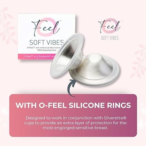 SILVERETTE The Original Silver Nursing Cups, Nipple Covers for Breastfeeding Essentials, Pure 925 Silver Nipple Shields for Breastfeeding Newborn, Regular Size with O-Feel Silicone Rings