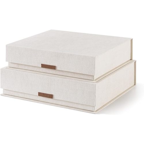 Soul & Lane - Letter Keepsake Storage Box, Magnetic Lid, Set of 2, Beige