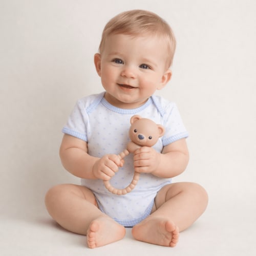 Baby Boy Pima Cotton Bodysuit - Gingham Dots Light Blue – Magnolia Baby
