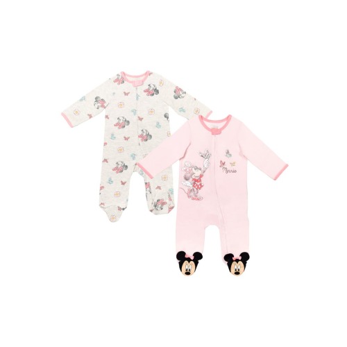 Minnie Mouse Baby Girls' 2-Pack Footed Sleep N' Play Coveralls