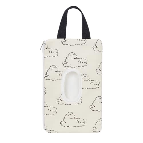 Quilted Baby Wipe Holder Floral Diaper Pouch Portable Quilted Wipes Bag for Car, Stroller (Rabbit)