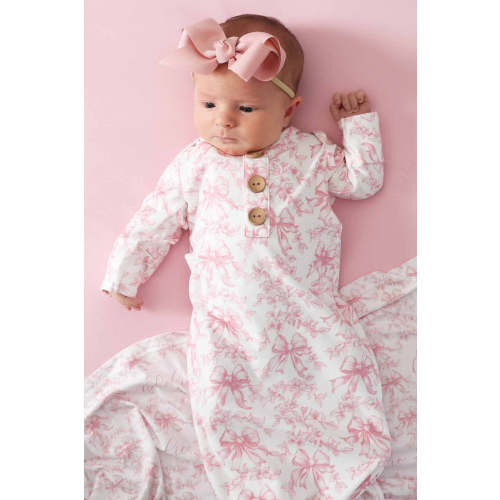 Fancy Frills Newborn Baby Knot Gown & Hat Set