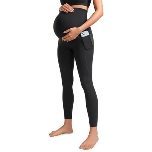 CRZ YOGA Womens Butterluxe Maternity Leggings with Pockets Over The Belly 25" - Workout Active Yoga Pregnancy Pants Soft