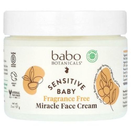 Babo Botanicals Sensitive Baby Fragrance-Free Miracle Cream - Face & Body Moisturizer - For Sensitive Skin - Calendula, Shea Butter, Coconut Oil - EWG