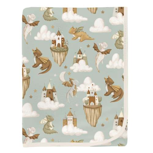 Print Swaddling Blanket in Aloe Castles and Clouds