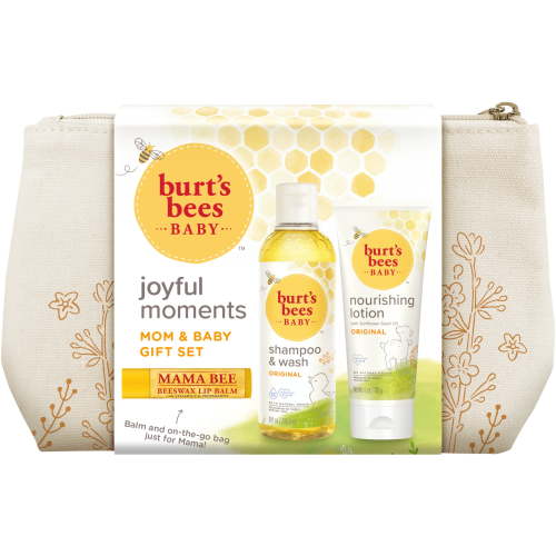 Burt's Bees Baby & Mom Gift Set Joyful Moments with Baby Shampoo and Wash, Lotion, and Lip Balm