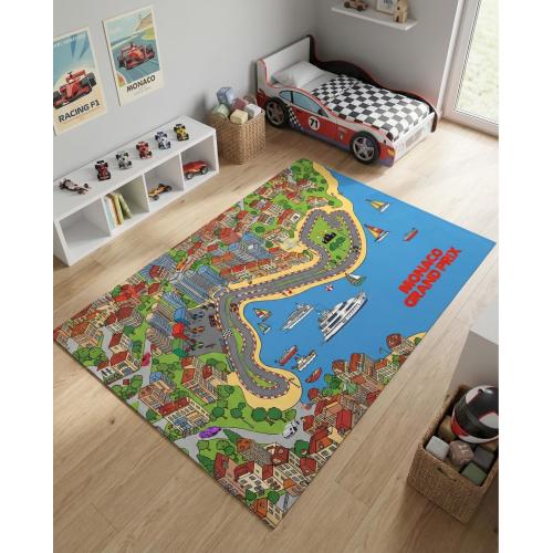 Monaco Grand Prix Kids Rug: Playful F1 Race Track Carpet