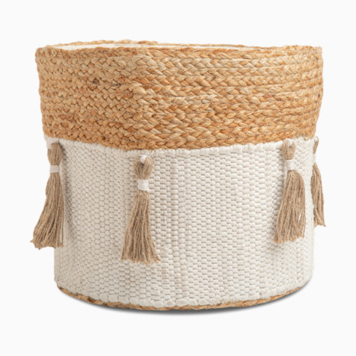 Cotton and Jute Storage Bin - Natural Tassel