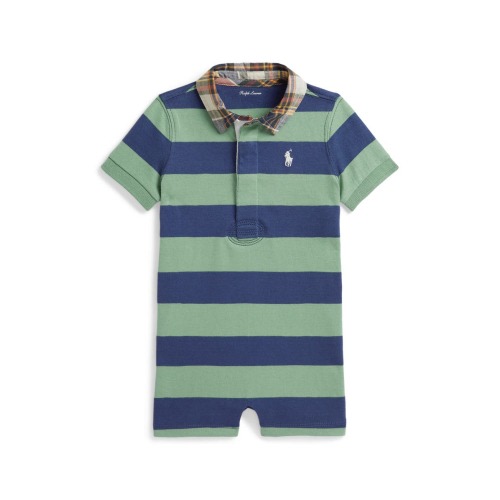 Cotton Jersey Polo Shortalls, 12M