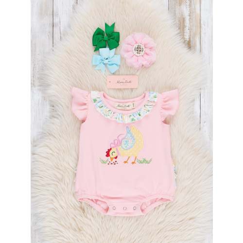 Grazing Hen Embroidered Ruffle Bubble