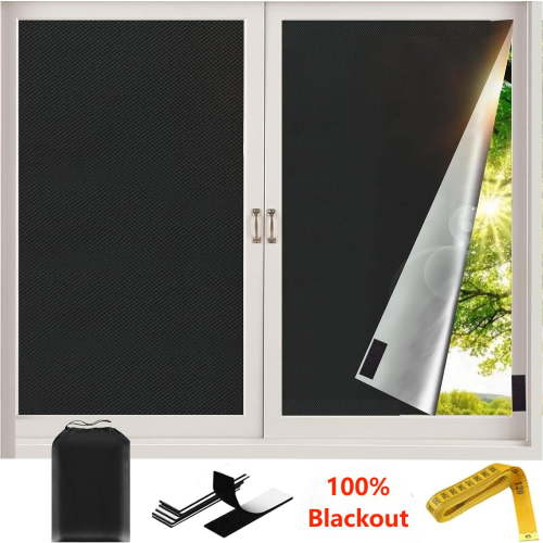 ABABENY Blackout Blinds Portable Oxford Cloth Window Treatment Shades, 118" x 57"