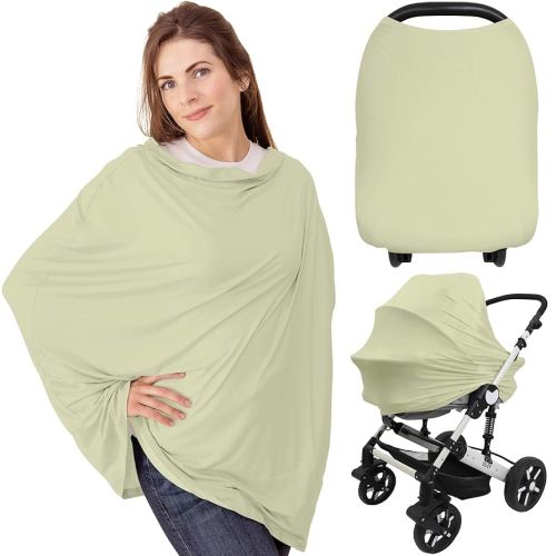 Car Seat Covers for Babies - Nursing Covers for Breastfeeding, Baby Car Seat Canopy for Girls, Boys, Nursing Essentials for Breastfeeding Women, Infant Stroller Privacy Protection (Pistachio)
