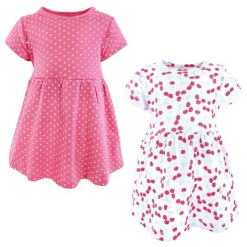 Hudson Baby Infant Girls Cotton Dresses, Cherries, 0-3 Months
