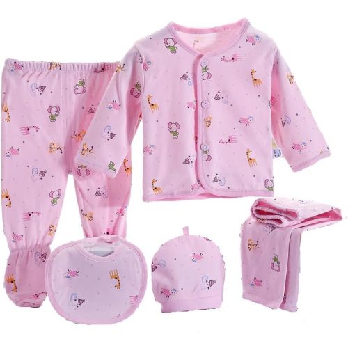 Unisex Baby Clothes 5 Piece Layette Sets Cotton Newborn Clothes Gift Set For 0-3 Months