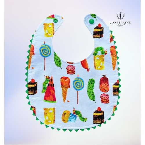 Very Hungry Caterpillar Bibs - Hungry Caterpillar Baby Bibs - Caterpillar Baby & Toddler Bibs - Hungry Caterpillar Baby Gift - Lined Bibs