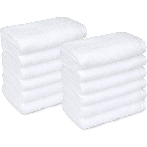 Amazon Basics Cotton Washcloths, Quick-Dry, 12" x 12", 12-Pack, White