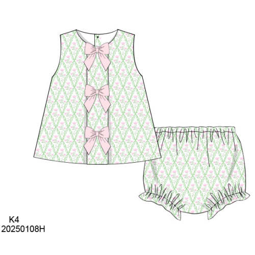 Trellis Floral Bow Bloomer Set