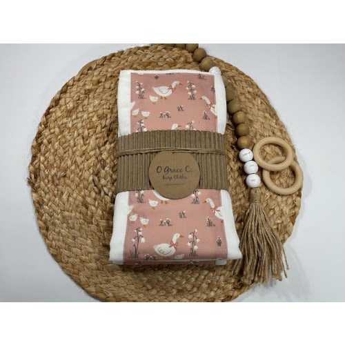 Goose Print Burp Cloths - Cotton Fabric, Baby Shower Gift (3 pk)