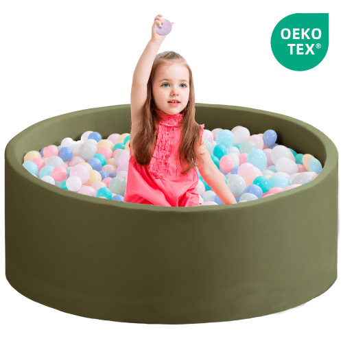 SAETSFEG Ball Pit for Toddlers 35.43''x11.81 Baby Ball Pit Soft Memory Foam Ball Pool Round Kids Ball Pit Indoor and Outdoor Game Kids Play Ball Pool Ideal Gift for Kids (Segagreen, NO Balls)
