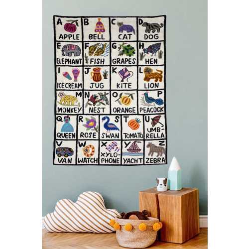 Handmade Embroidered Alphabet Rug - Kids Room Decor (2'x3')