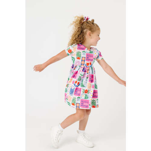 Kids Rejoice in the Lord Floral Twirl Dress Cotton | Short Sleeve – Holy Pals