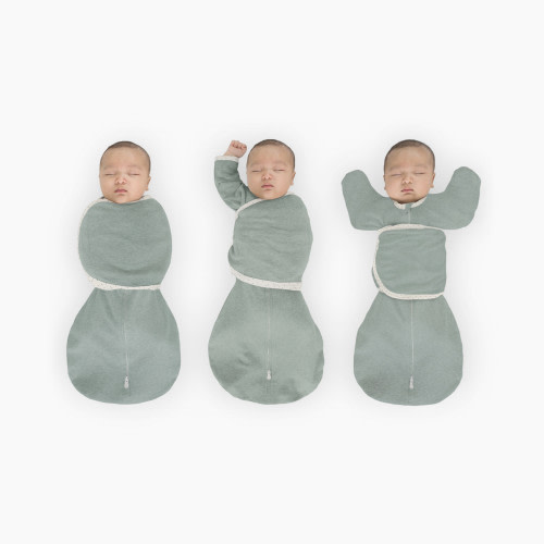 SwaddleDesigns Omni Swaddle Sack with Arms Up Half-Length Sleeves and Mitten Cuffs - Heathered Jadeite, Small 6-14 Lbs (0-3 Months)