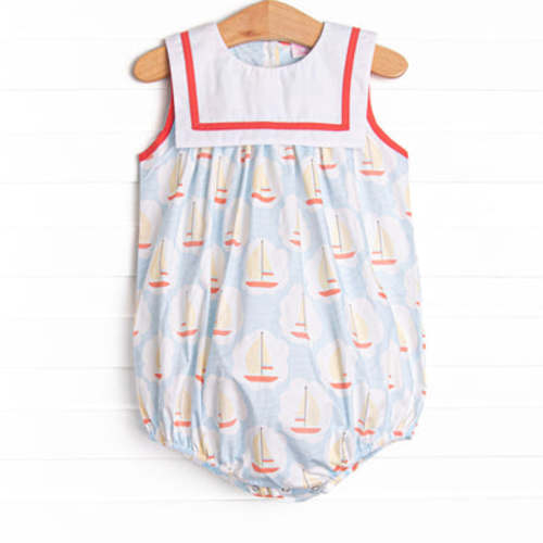 Scalloped Sails Bib Bubble, Blue – Stitchy Fish