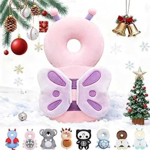 Baby Head Protector Backpack for Falling Crawling and Walking Toddler Essentials Harness Infant Pink Butterfly Toys Helmets Baby Christmas Gifts Essentials Must Have Stuff Items for 0.5-2 Years