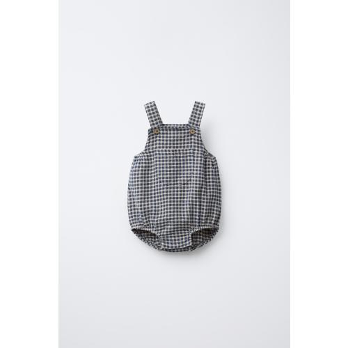 GINGHAM ROMPER - Navy blue | ZARA United States