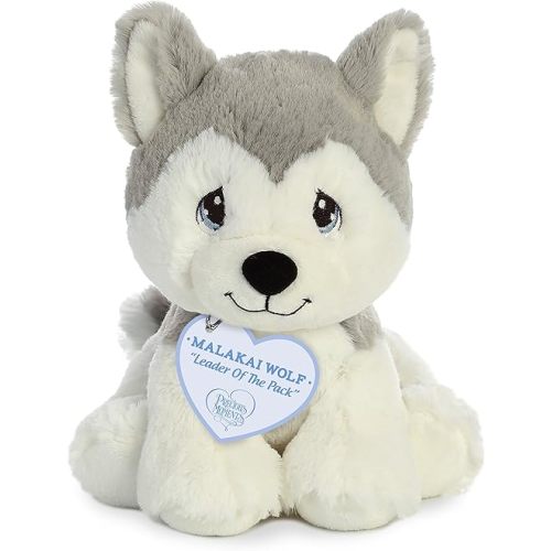 Aurora® Adorable Precious Moments™ Malakai Wolf Stuffed Animal - Heartwarming Toy for Comforting Children - for Sentimental Gifts, Birthdays, and Adults - Gray 7.5 Inches