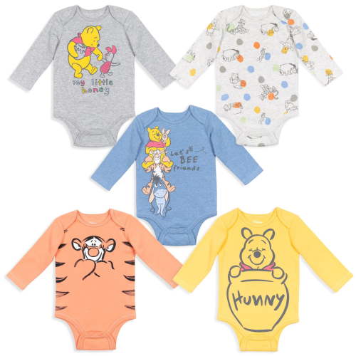 Disney Winnie the Pooh Eeyore Tigger Piglet 5 Pack Bodysuits Newborn to Infant