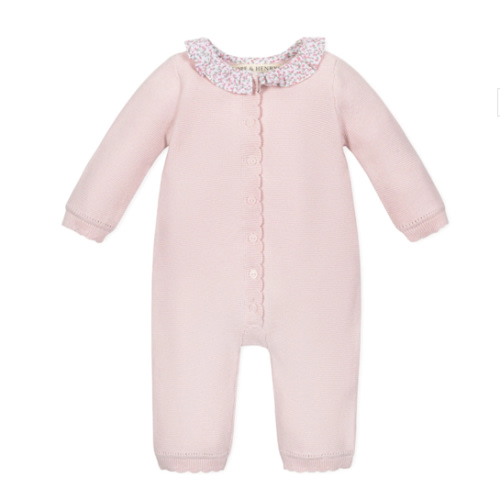 Organic Ruffle Collar Sweater Romper. 3-6m