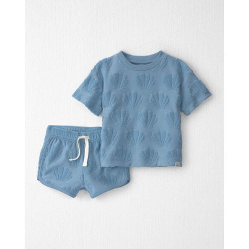 Baby Girl 2-Piece Terry Top & Short Set Made with Organic Cotton in Blue Seashells - Little Planet | Carter's