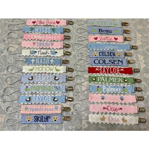 Embroidered Pacifier Clips