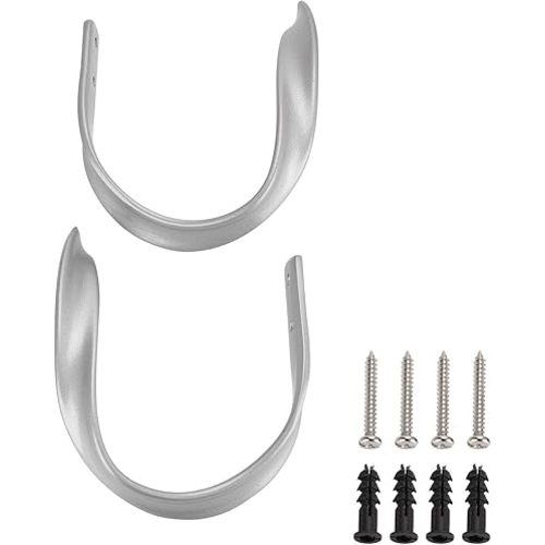 Sumnacon 2 Pcs Aluminum Alloy Curtain Holdbacks - Decorative Wall Mounted Drapery Tiebacks with Screws, Heavy Duty Window Treatment Holdbacks for Home Decor, Silver