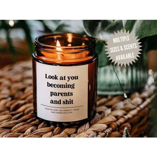 New Parents Gift, Look at You Becoming Parents and Shit Candle, Baby Shower Gift, First Time Parents Gift, Funny Parents To Be Gift