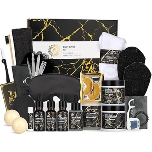 Skin Care Set, 28pcs Body & Facial Kit Gifts for Women & Men includes Face Cream, Bath Oil, Scented Candle, Hyaluronic Acid Face Serum, Facial Skin Care Set, Bath & Body Set, Birthday, Christmas