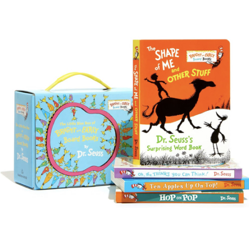 The Little Blue Boxed Set of 4 Bright and Early Board Books: Hop on Pop; Oh, the Thinks You Can Think!; Ten Apples Up On Top!; The Shape of Me and Other Stuff