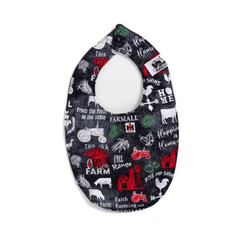IH Farmall Tractor Baby Bib, Gray and White Farmhouse Print