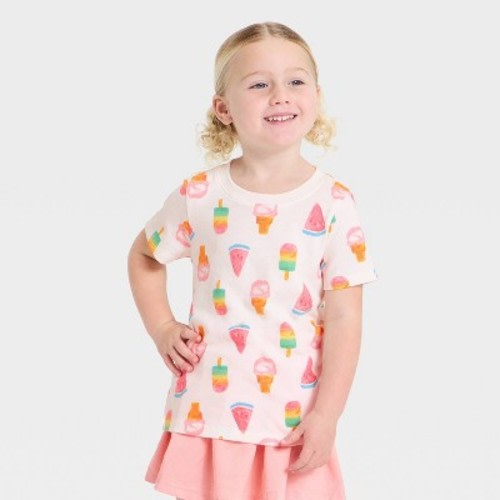 Toddler Girls' Short Sleeve Ice Cream Treats Classic T-Shirt - Cat & Jack™ Cream 2T