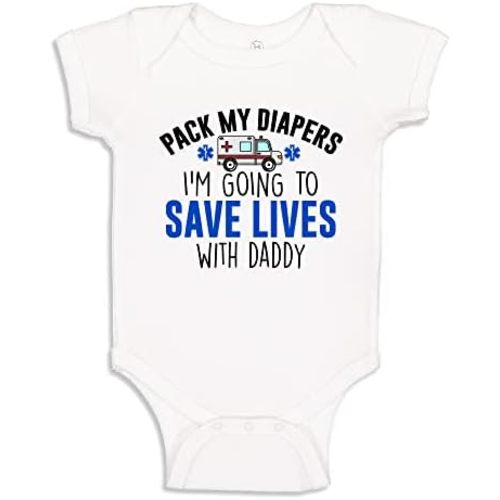 I'm Going to Save Lives with Daddy EMT or Paramedic Baby One Piece Or Toddler T-Shirt Ambulance Baby Clothes
