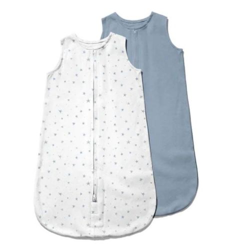 Ely's & Co. Wearable Blanket 100% Cotton Blue Stars 6-12 Months 2 Pack