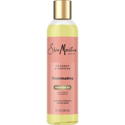 Shea Moisture Coconut & Hibiscus Massage Oil and Body Oil for Dry Skin, Bath Oil with Coconut Oil and Vitamin E Oil for Skin, 8 oz