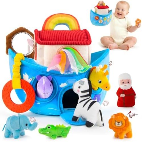 Baby Toys 6-12 Months - Noah's Ark Toy with Stuffed Animals, Baptism Gifts